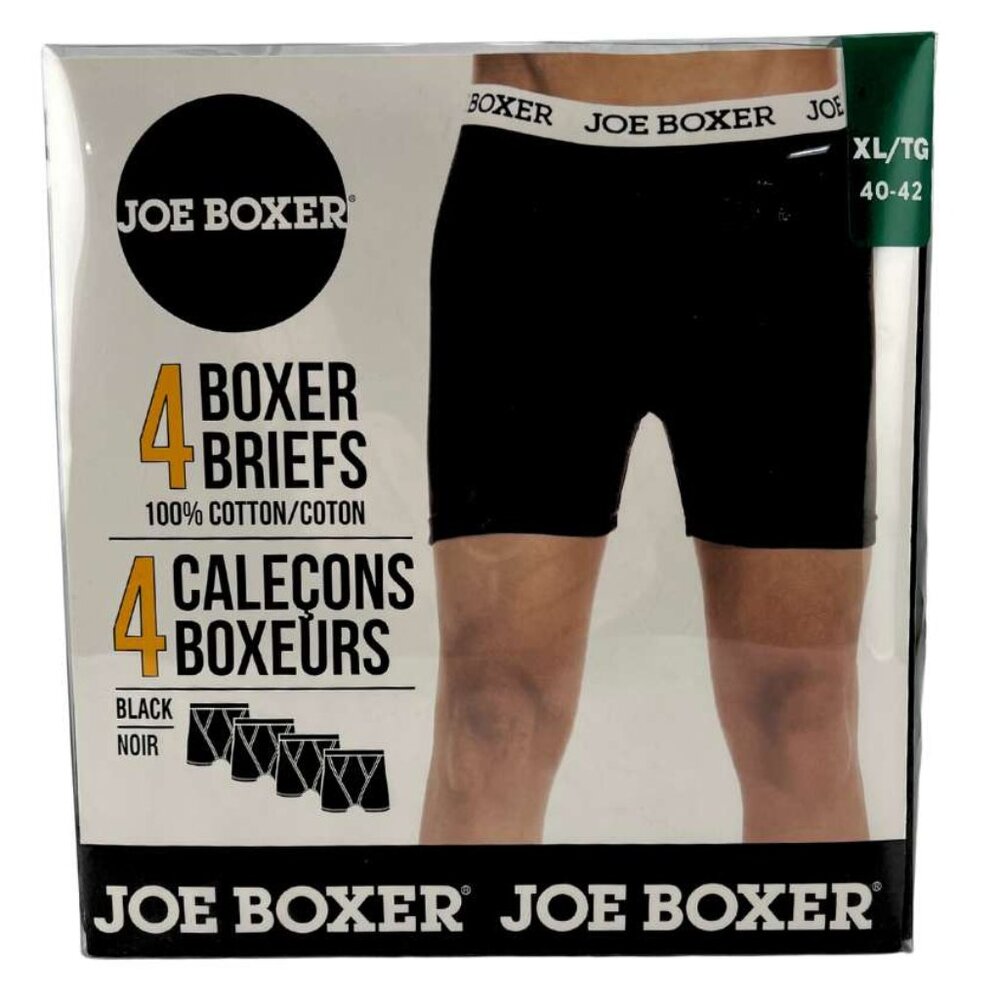 Joe Boxer | Men's Boxer Briefs | 4 Pack | Black | XLarge
